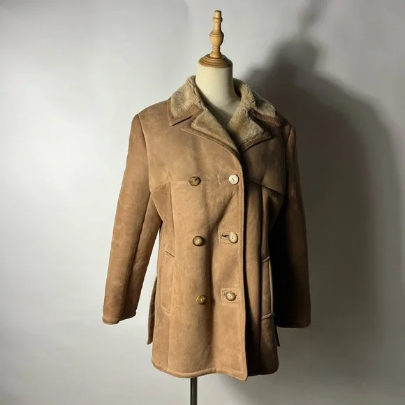 VINTAGE 70s Orvis Shearling Coat Womens Medium - Picture 8 of 9